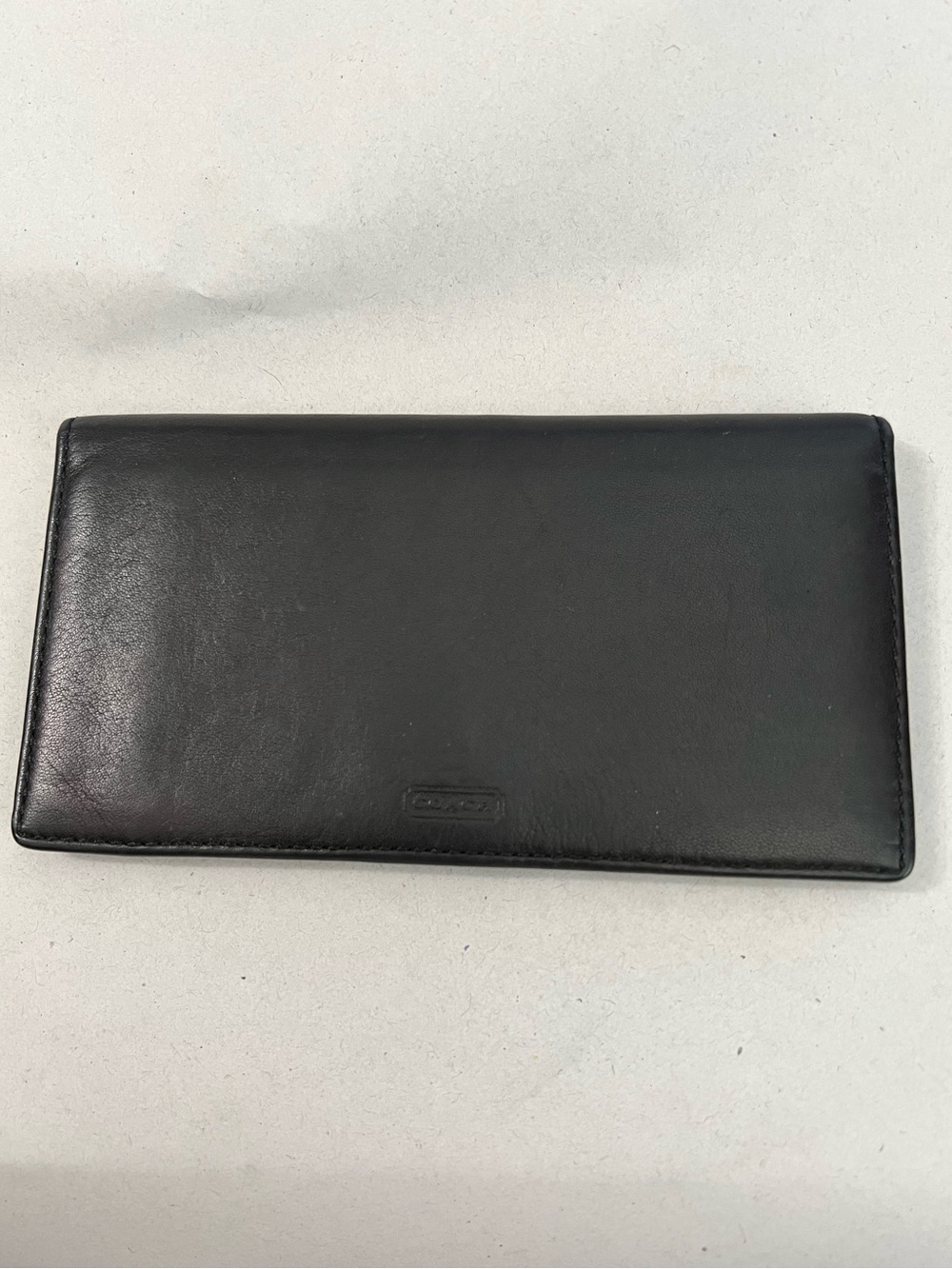 Coach Black Leather Checkbook Cover Holder With Pen Loop